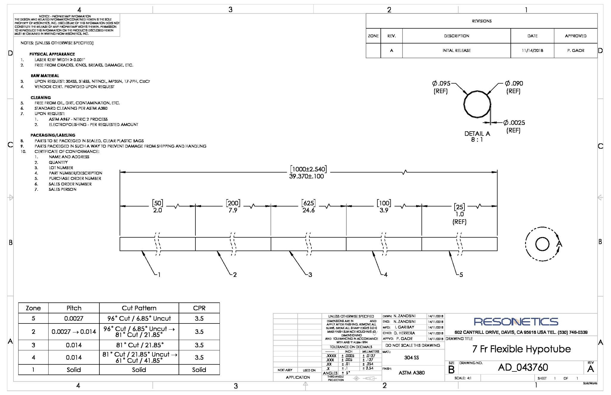 7 Fr Flexible Hypotube Dwg 